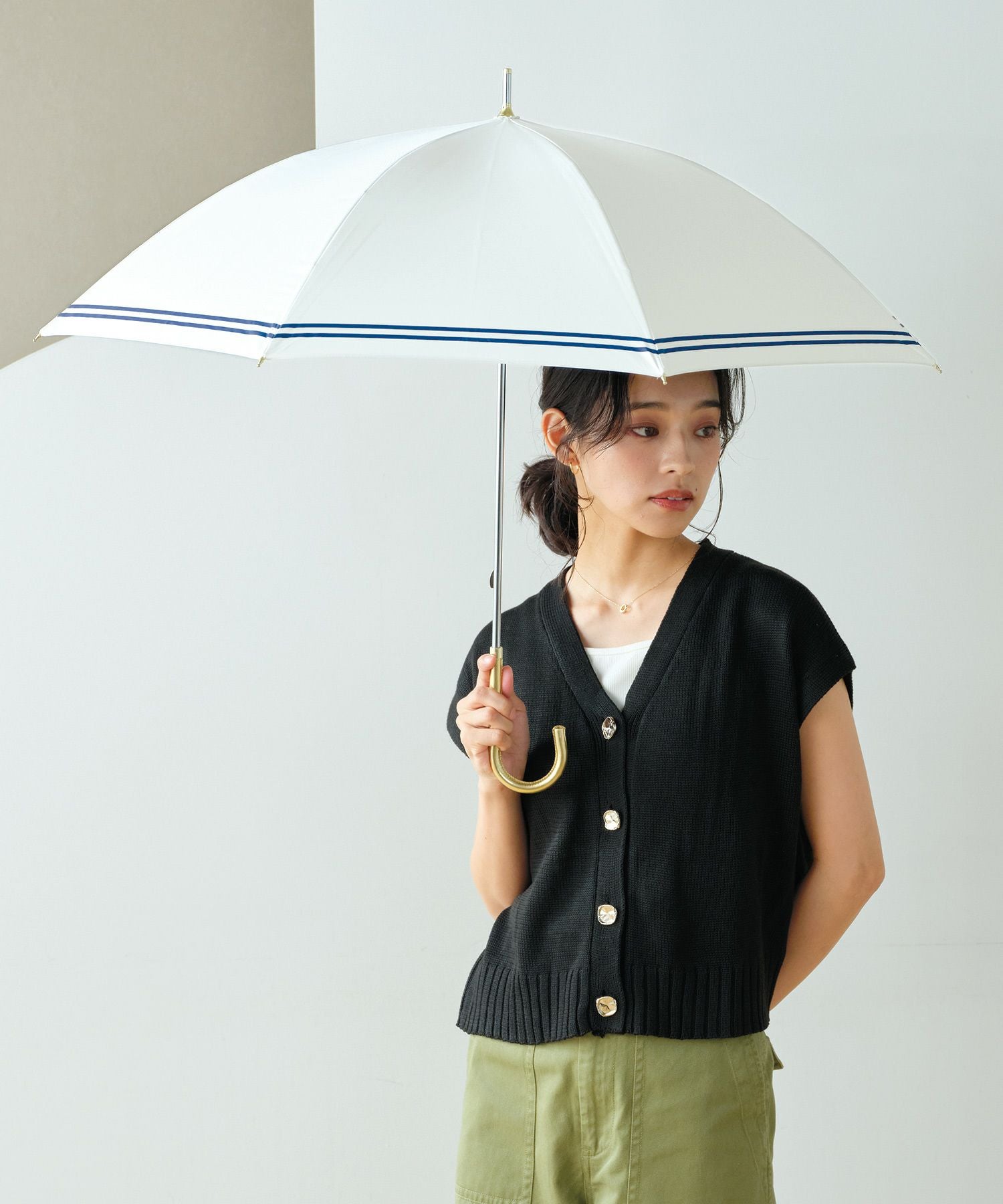【ういさま】しいちゃん　完全遮光日傘　ネイビー 日傘 完全遮光 長傘 55cm 遮光ドームリムフラワー ネイビー バード