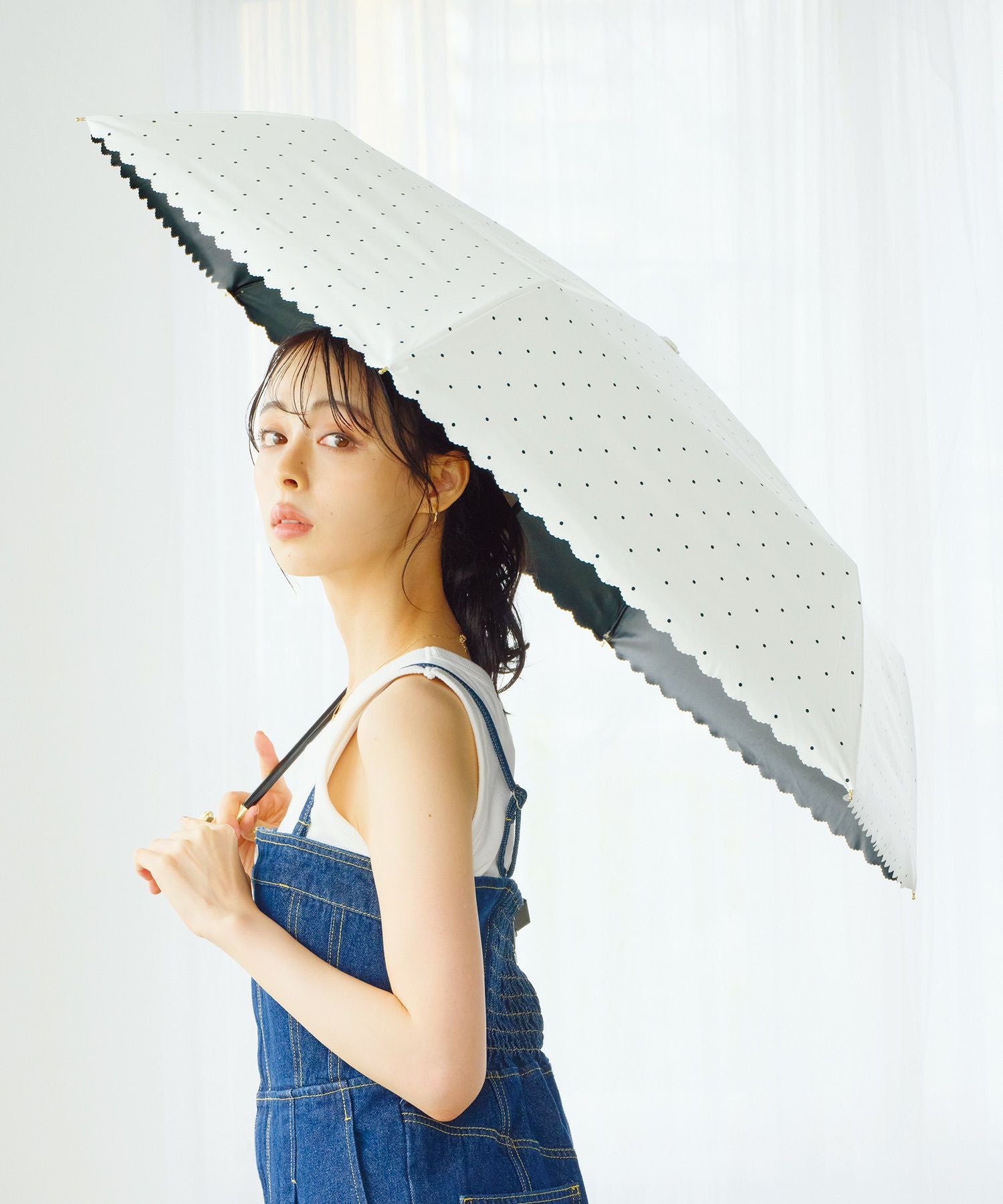 遮光ドットフラワーポイント ミニ 日傘 折りたたみ傘 ギフト対象 晴雨