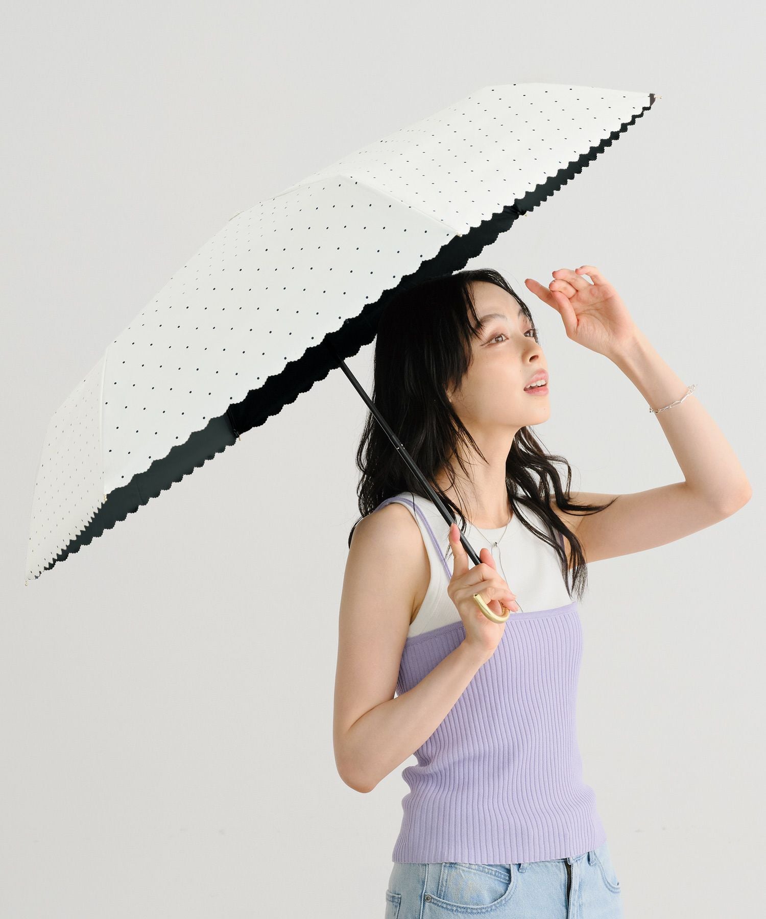 umbrella leaf ドット日傘 遮光ドットフラワーポイント ミニ 日傘 折りたたみ傘 ギフト対象 晴雨
