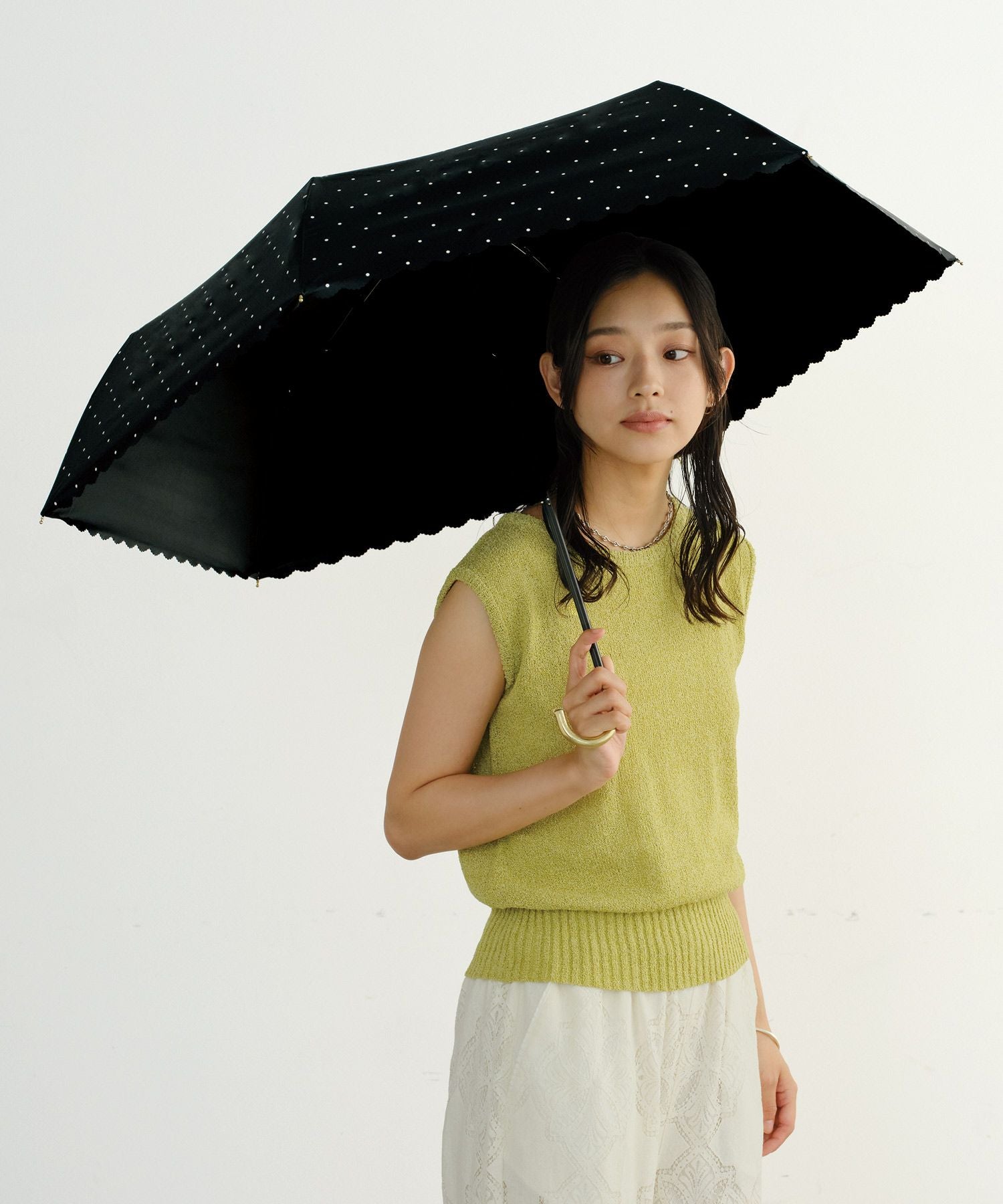 遮光ドットフラワーポイント ミニ 日傘 折りたたみ傘 ギフト対象 晴雨