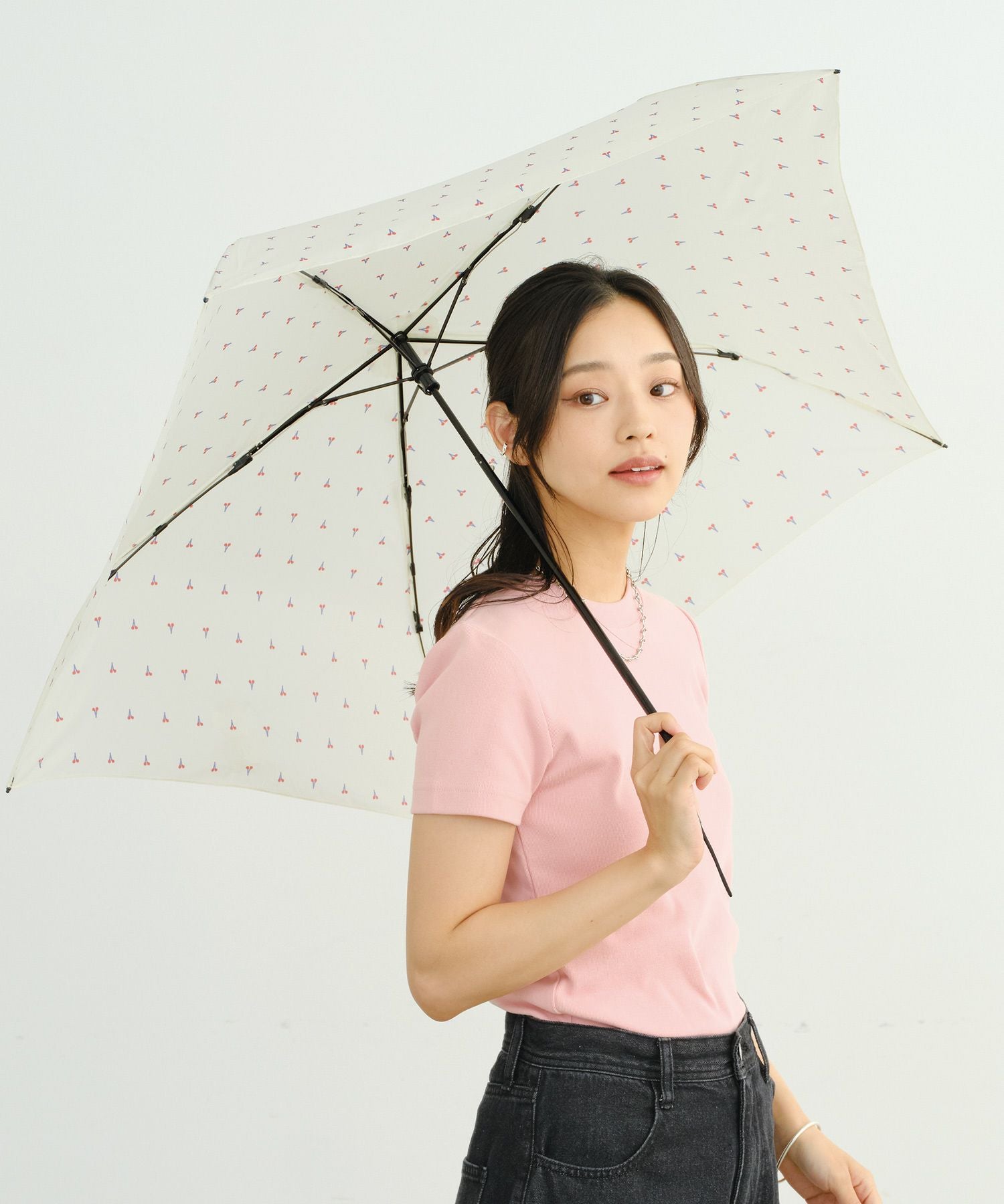 Air-Light]チェリー ミニ 雨傘 折りたたみ傘 晴雨兼用 ギフト対象 Wpc
