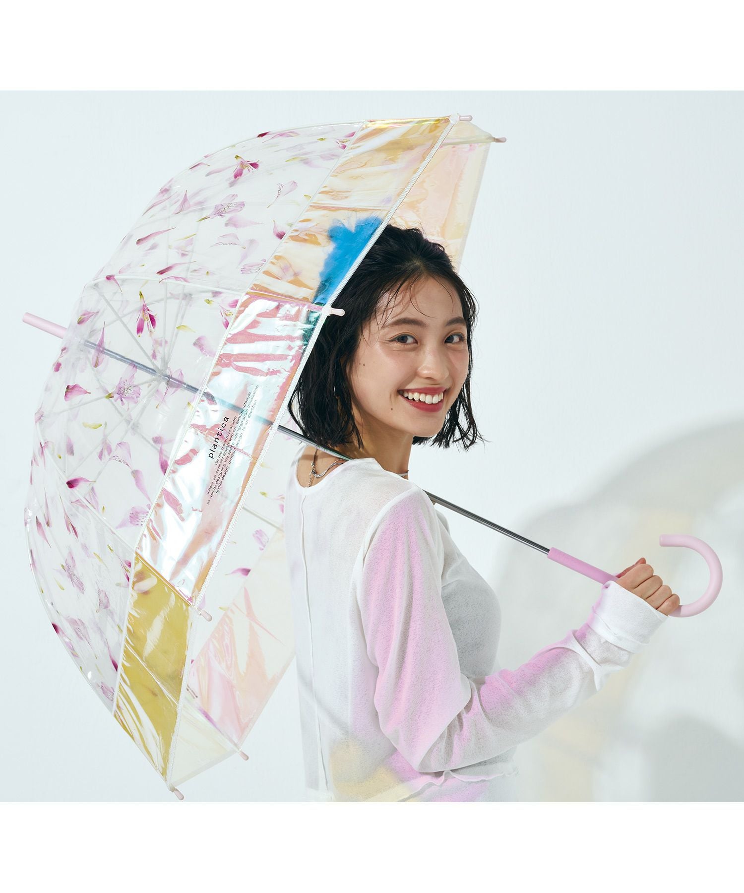 plantica×Wpc.]フラワーアンブレラ プラスティック シャイニー shiny