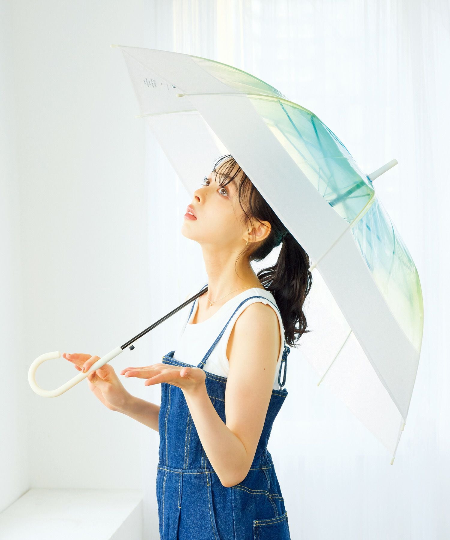空色アンブレラ 切り継ぎグラデーション 長傘 雨傘 ビニール傘 Wpc