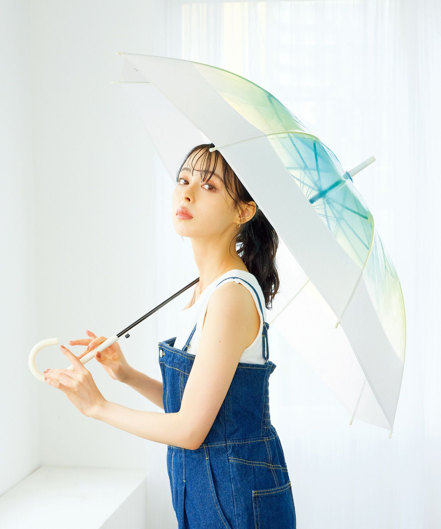 空色アンブレラ 切り継ぎグラデーション 長傘 雨傘 ビニール傘 Wpc
