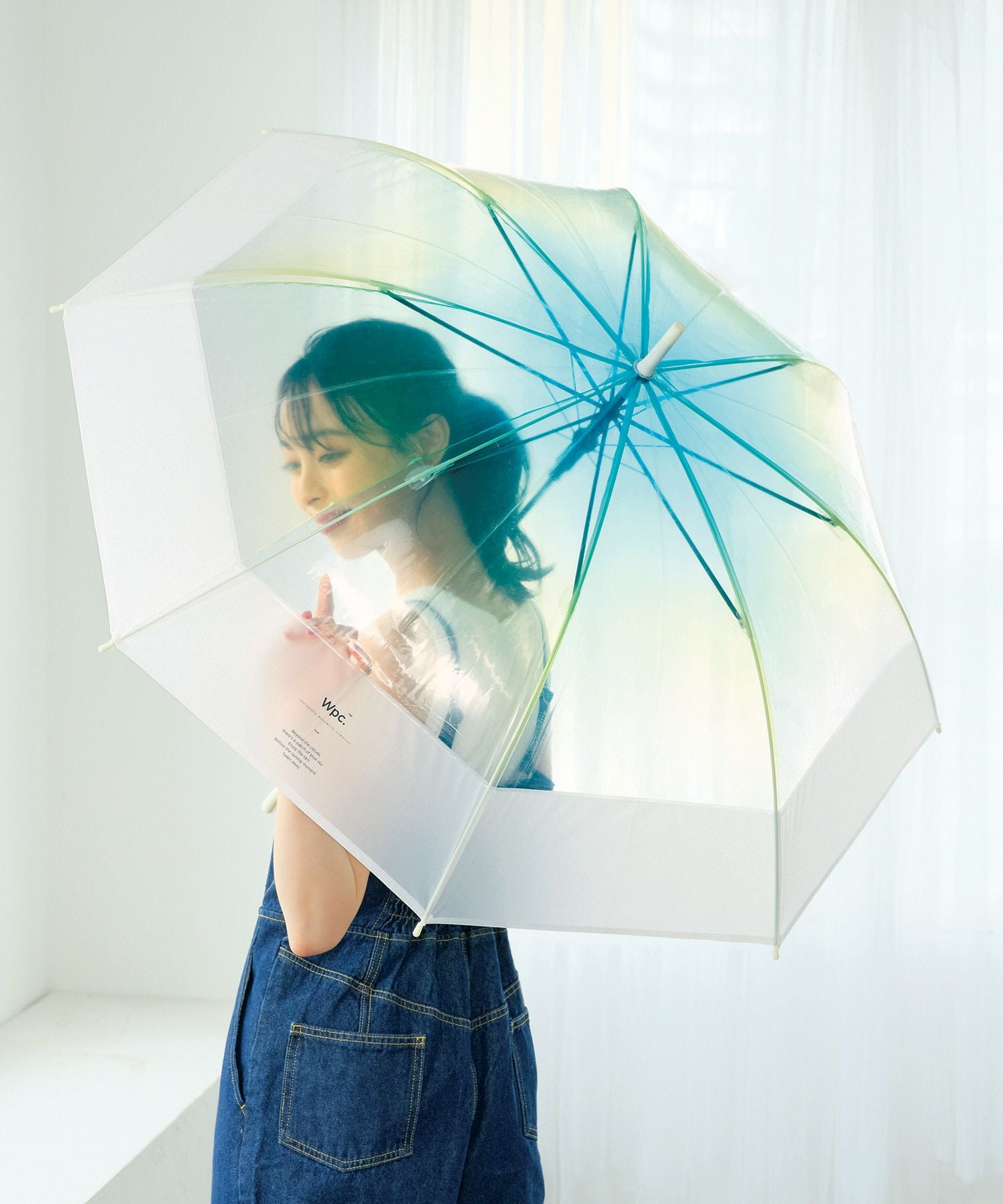 空色アンブレラ 切り継ぎグラデーション 長傘 雨傘 ビニール傘 Wpc
