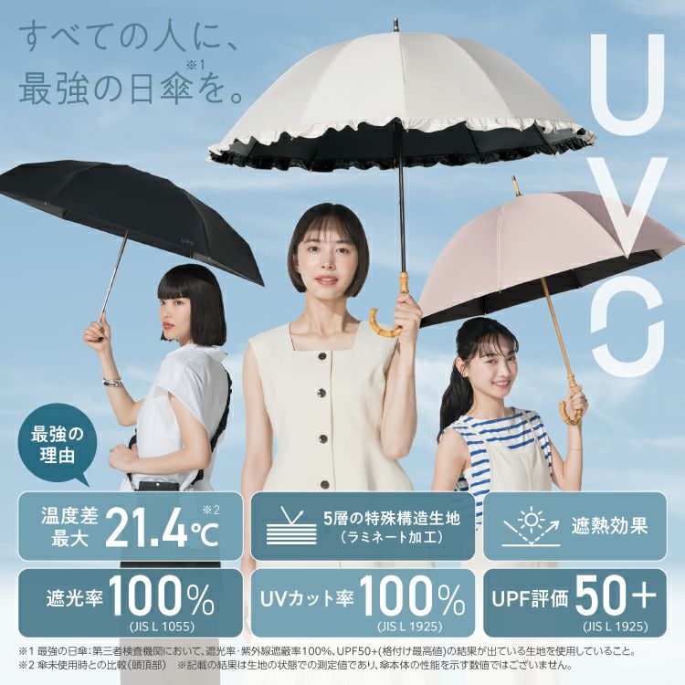 3段/折りたたみ】UVO(ウーボ) 最強の日傘 3段折 ミニ 完全遮光100