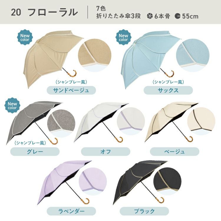 【新品タグ付】最強の日傘 UVOウーボ　3段式 オフホワイト　タッセル　晴雨兼用 3段/折りたたみ】UVO(ウーボ) 最強の日傘 3段折 ミニ 完全遮光100