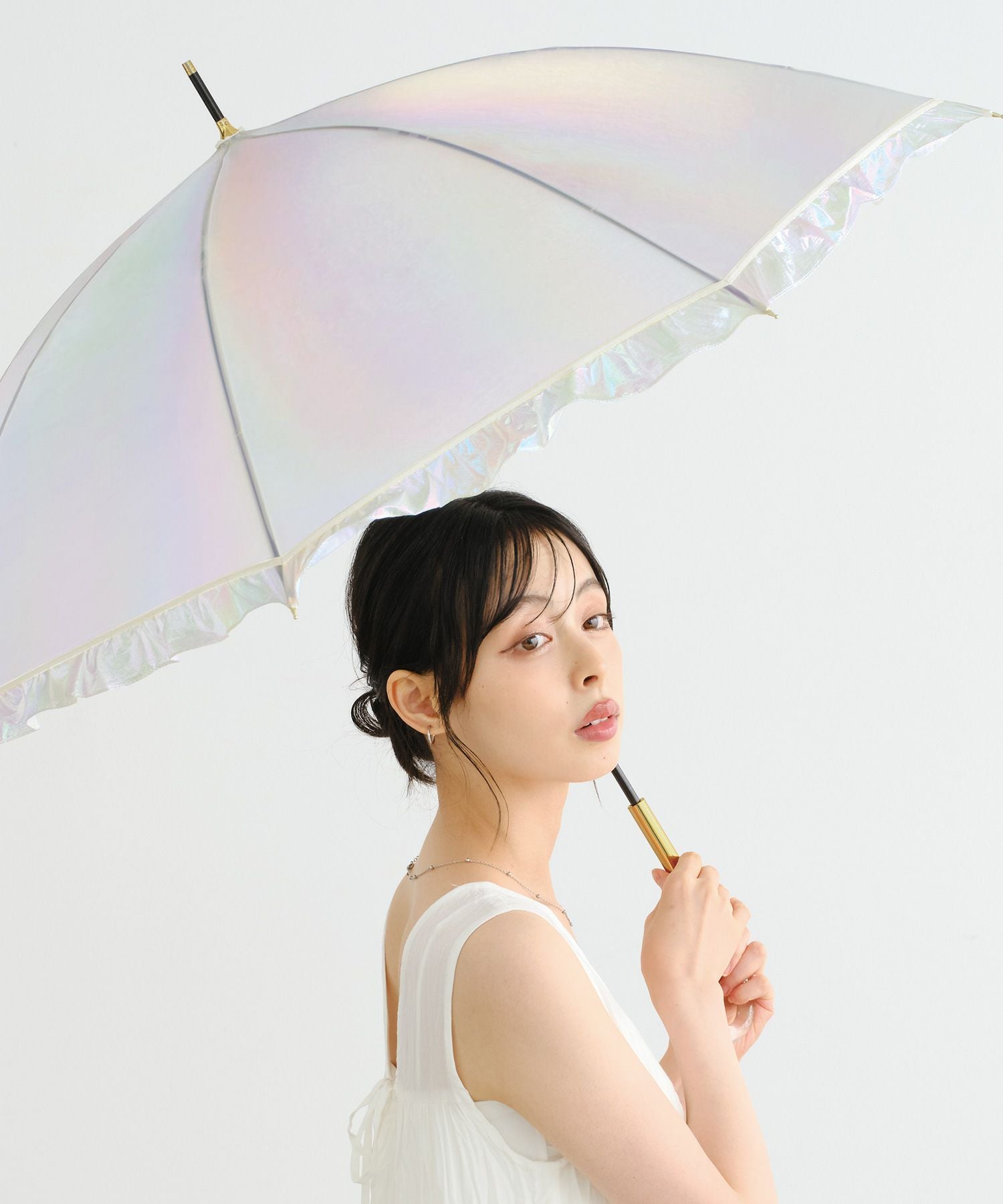 公式限定》グロウパールアンブレラ フリル Wpc. 雨傘 長傘 晴雨兼用