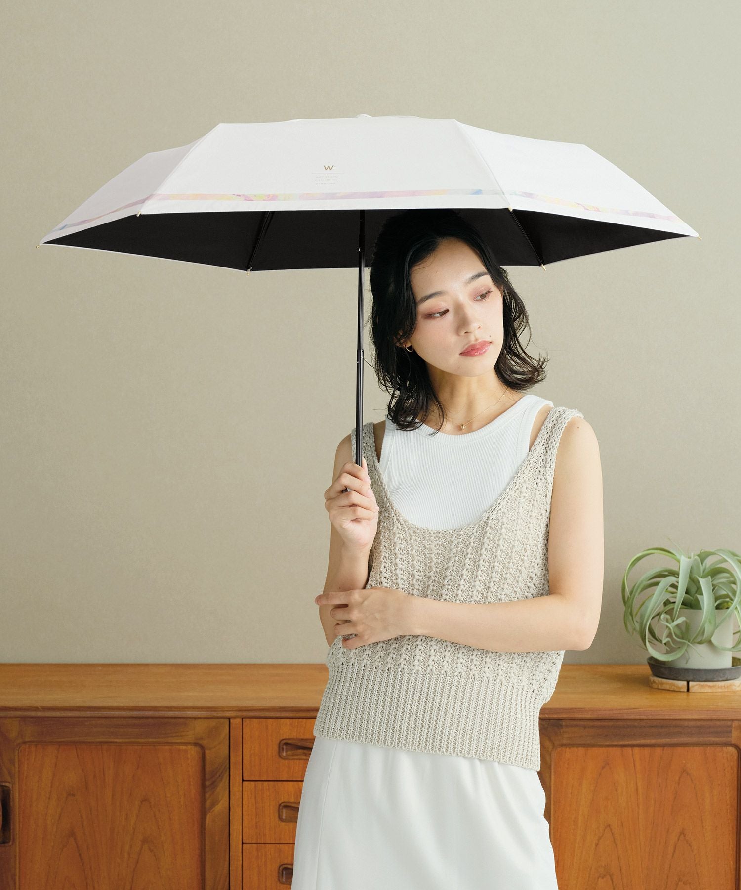 遮光ニュアンスライン ミニ Wpc. ギフト対象 日傘 折りたたみ 晴雨兼用