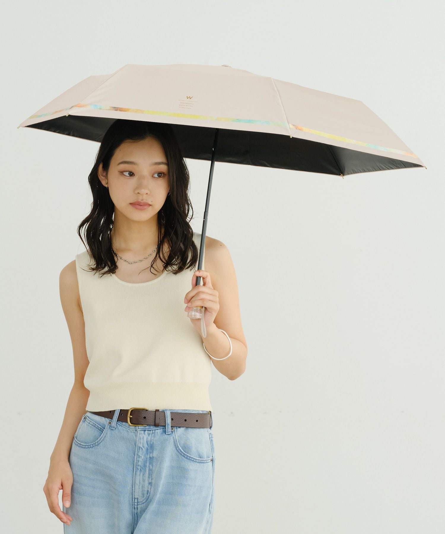 遮光ニュアンスライン ミニ Wpc. ギフト対象 日傘 折りたたみ 晴雨兼用