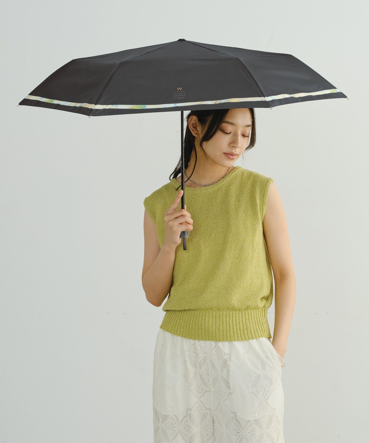 遮光ニュアンスライン ミニ Wpc. ギフト対象 日傘 折りたたみ 晴雨兼用