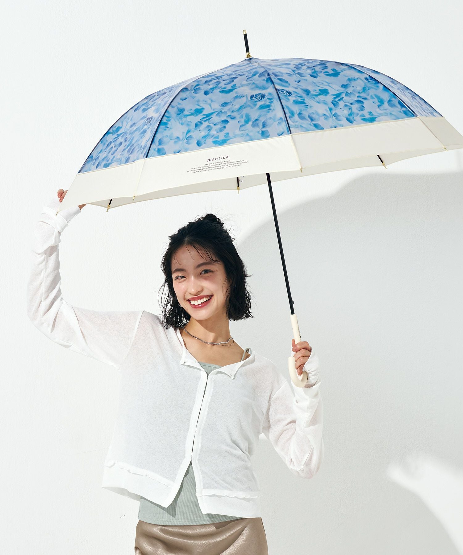 plantica× Wpc.]切り継ぎフラワーアンブレラ Wpc. 雨傘 長傘 晴雨兼用