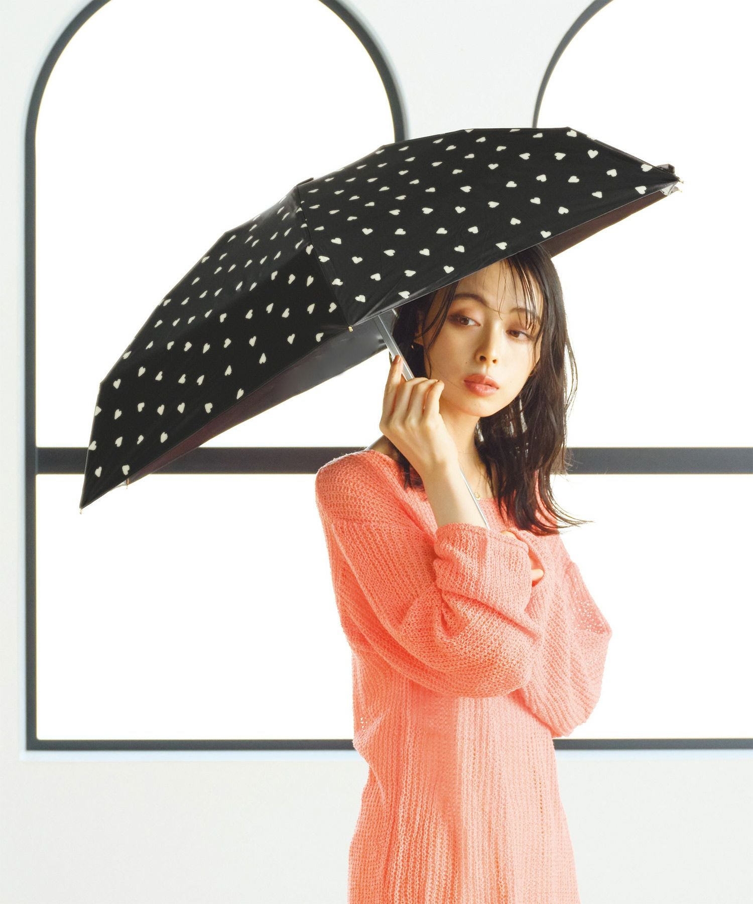 遮光ジャギーハート ミニ Wpc. ギフト対象 日傘 折りたたみ 晴雨兼用