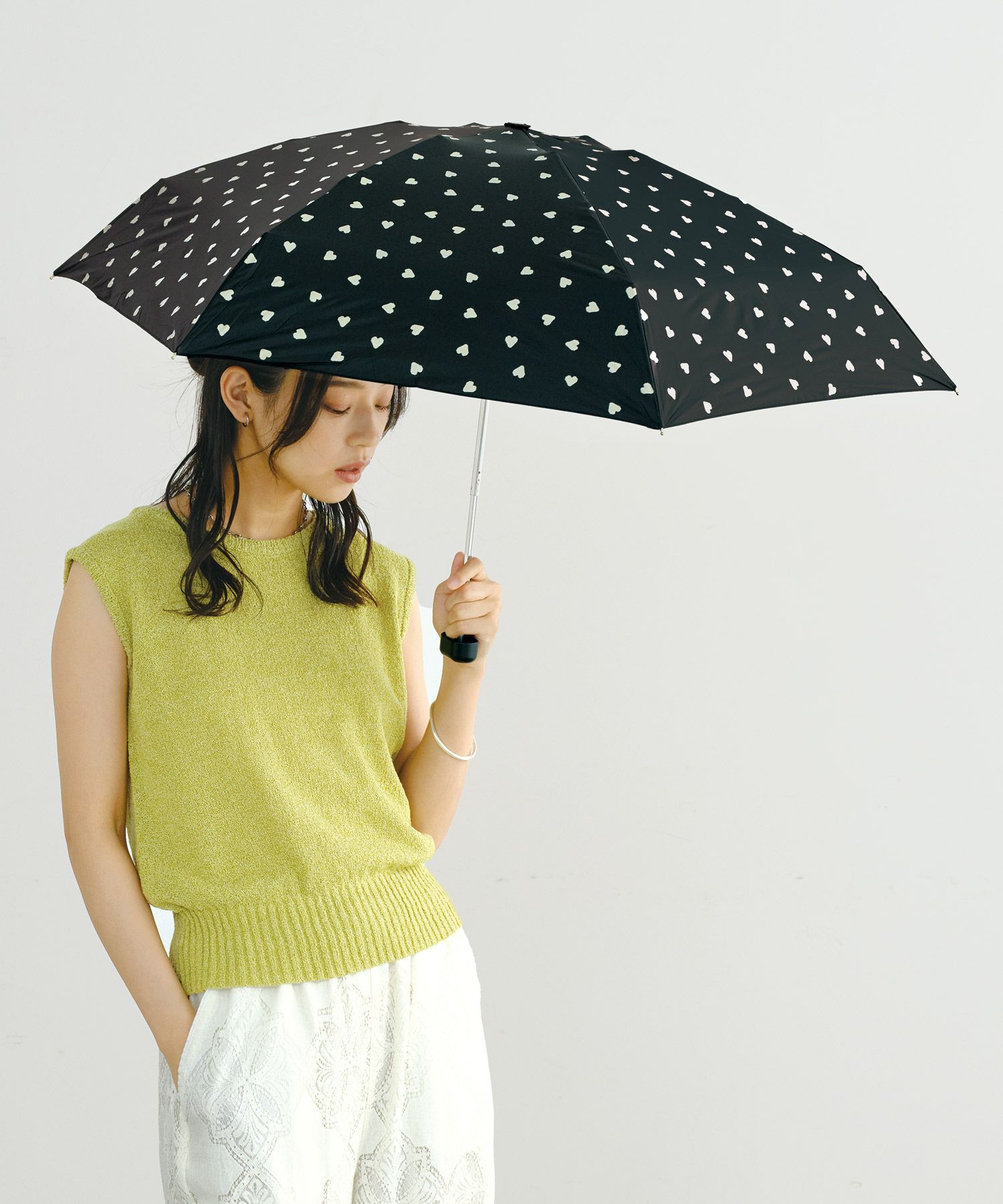 遮光ジャギーハート ミニ Wpc. ギフト対象 日傘 折りたたみ 晴雨兼用