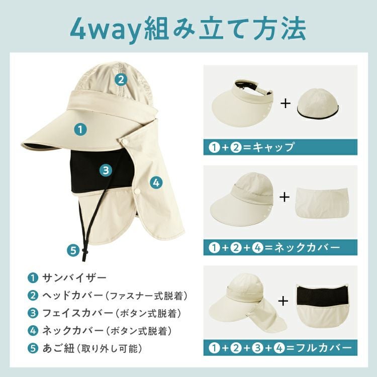 公式限定》【4wayサンバイザー】UVO (ウーボ) UVカット 帽子 ギフト