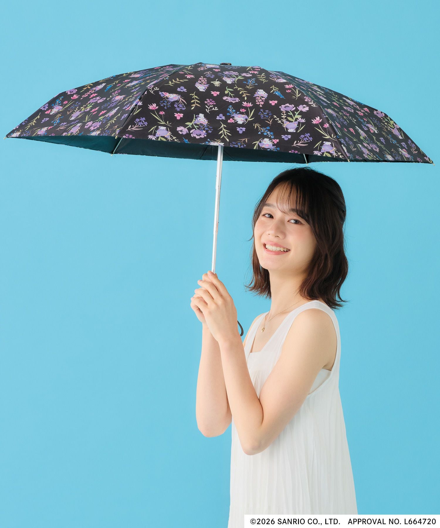 サンリオキャラクターズ 遮光 水彩フラワー ミニ 日傘 折りたたみ