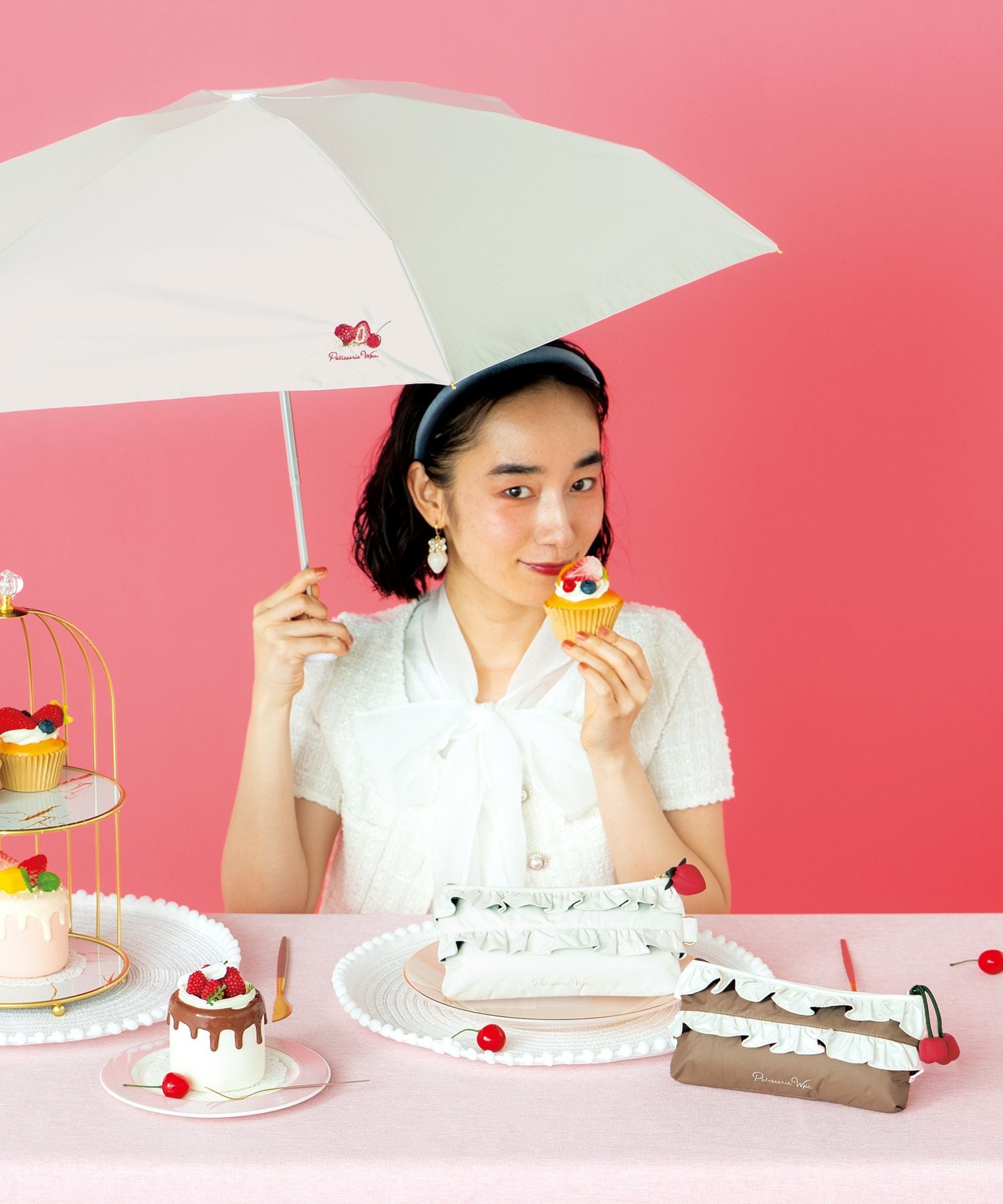 遮光ケーキモチーフ ミニ 日傘 折りたたみ ギフト対象 晴雨兼用 送料