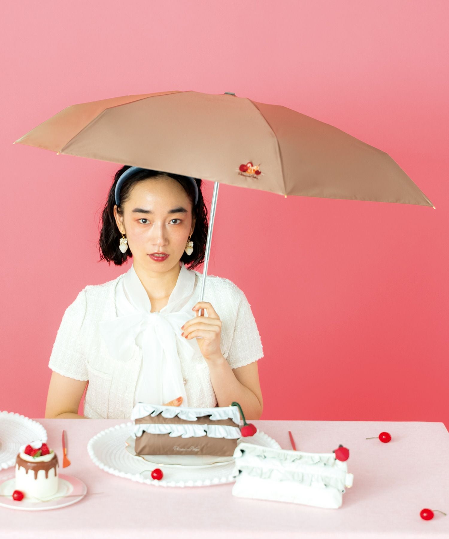 遮光ケーキモチーフ ミニ 日傘 折りたたみ ギフト対象 晴雨兼用 送料