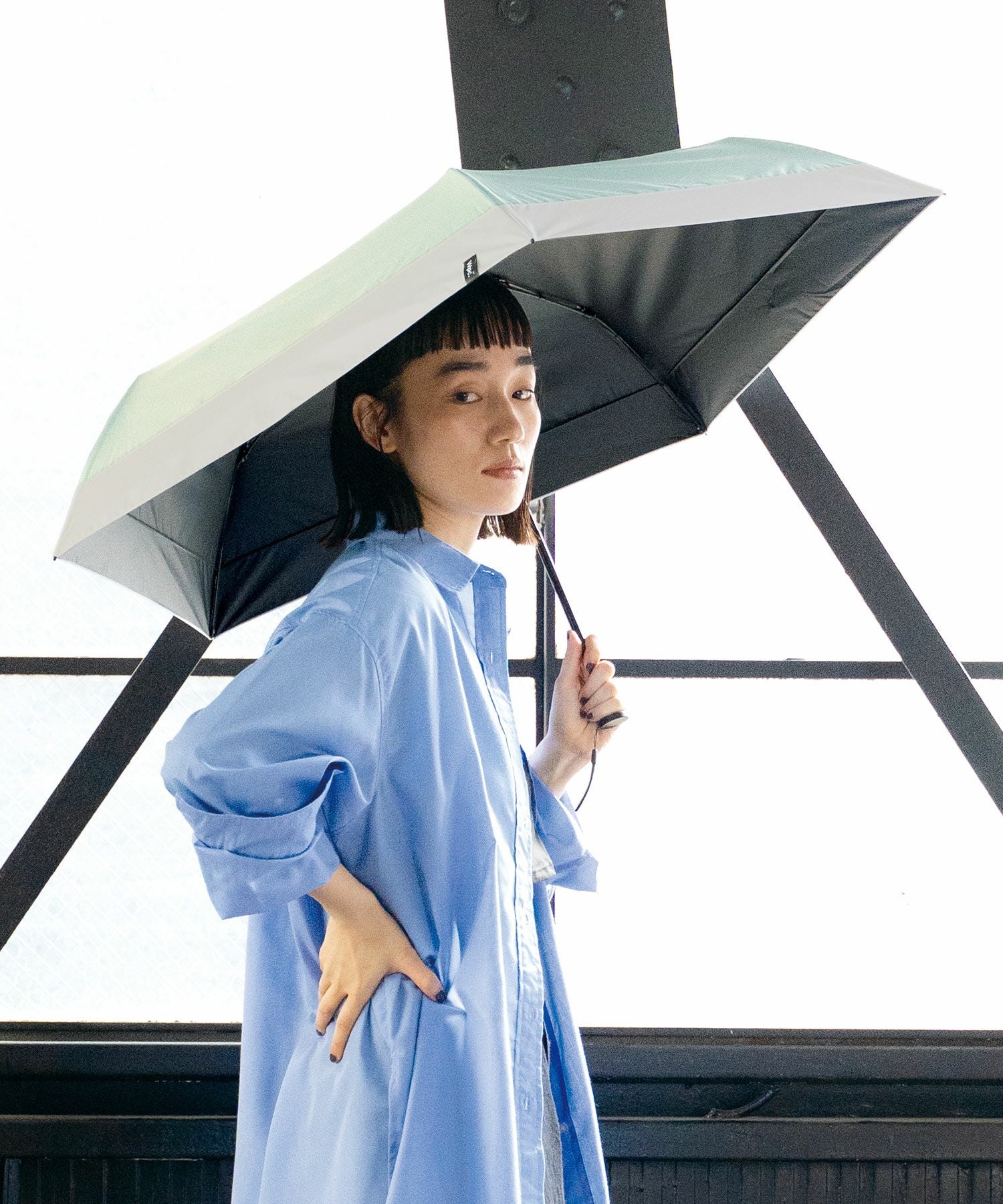 遮光エアライトパラソル ユニセックス 55cm ミニ 日傘 折りたたみ 晴雨
