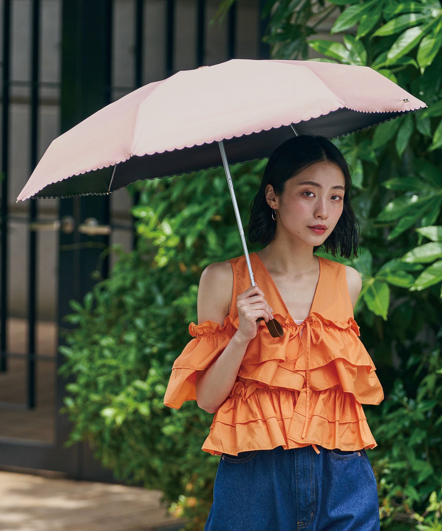 遮光ビジューボタン ミニ 日傘 折りたたみ 晴雨兼用 ギフト対象 Wpc