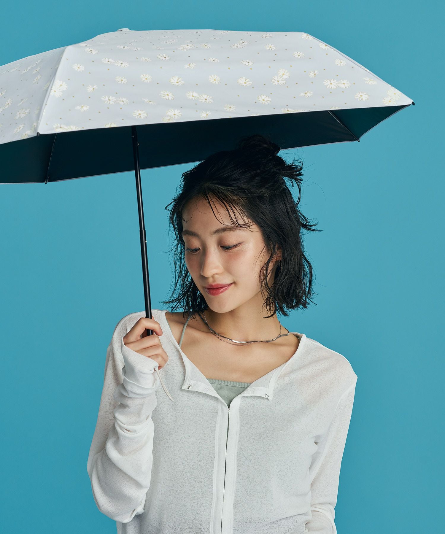 遮光軽量 日傘 ドットデイジー ミニ 折りたたみ ギフト対象 晴雨兼用