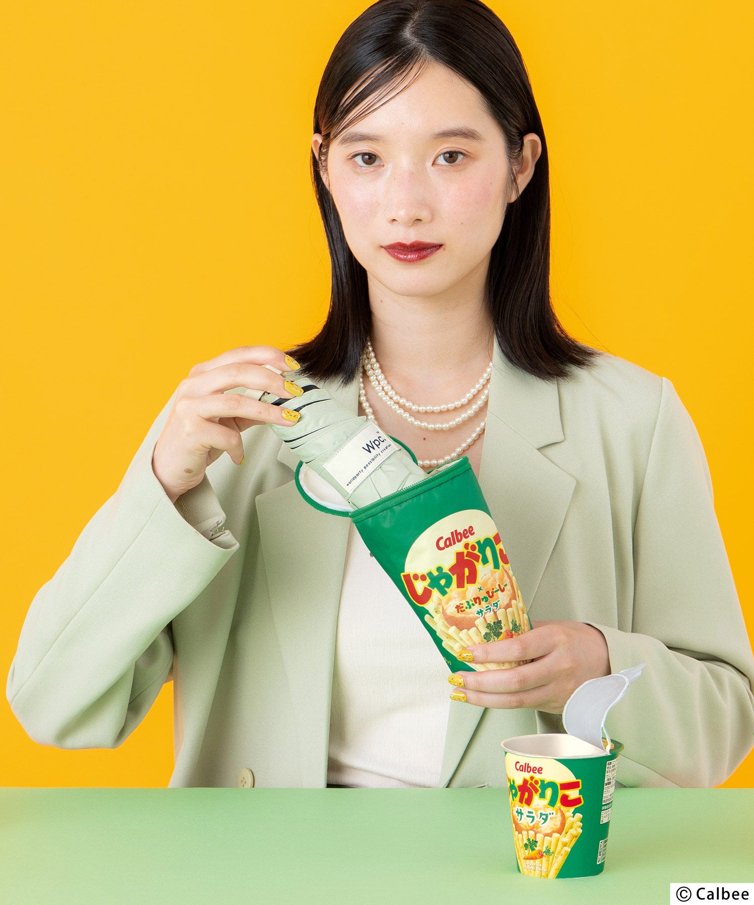 じゃがりこ×Wpc. 遮光じゃがりこパッケージパラソル ミニ 日傘