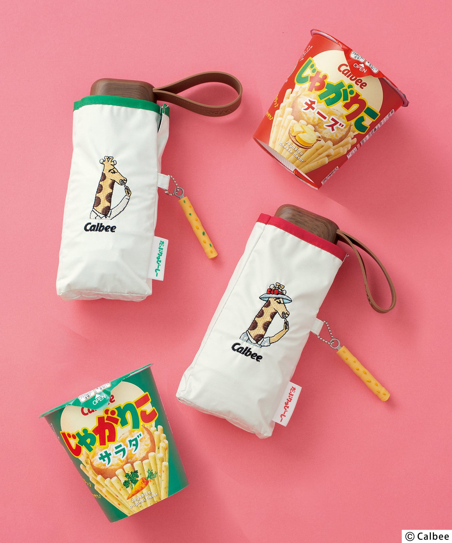 じゃがりこ×Wpc. 遮光じゃがおファミリー刺繍パラソル ミニ 日傘