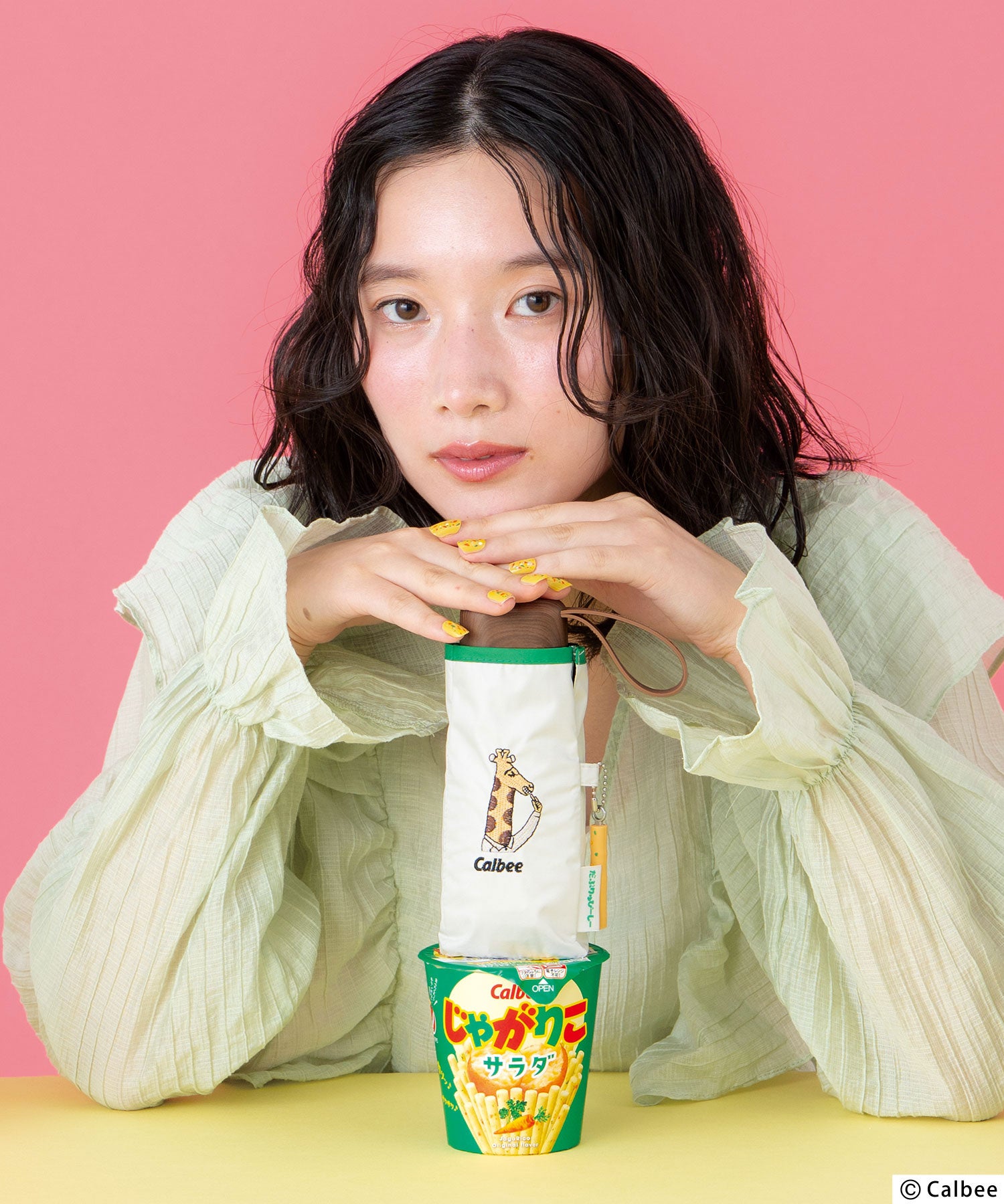 じゃがりこ×Wpc. 遮光じゃがおファミリー刺繍パラソル ミニ 日傘