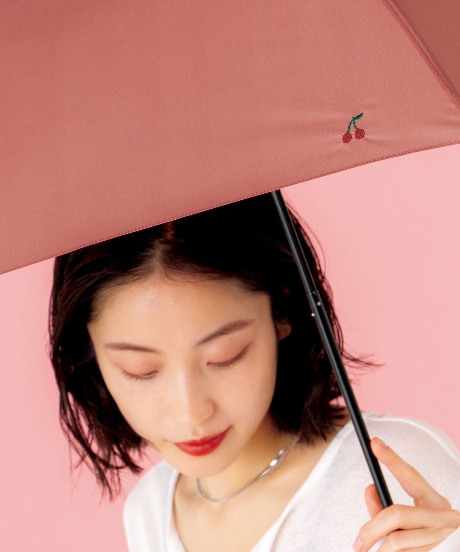 Air-Light]ワンポイント刺繍 ミニ 雨傘 折りたたみ 晴雨兼用 ギフト