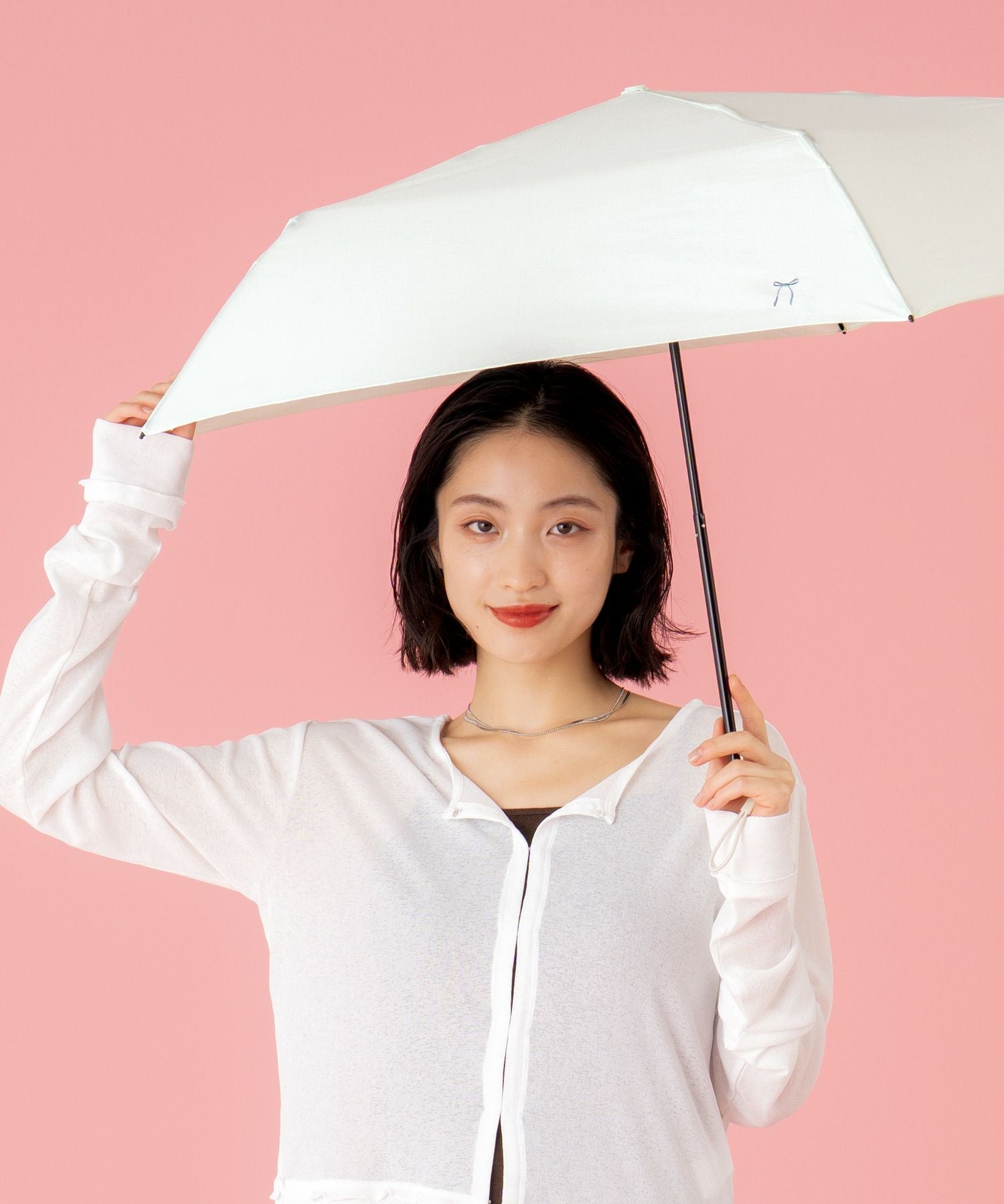Air-Light]ワンポイント刺繍 ミニ 雨傘 折りたたみ 晴雨兼用 ギフト