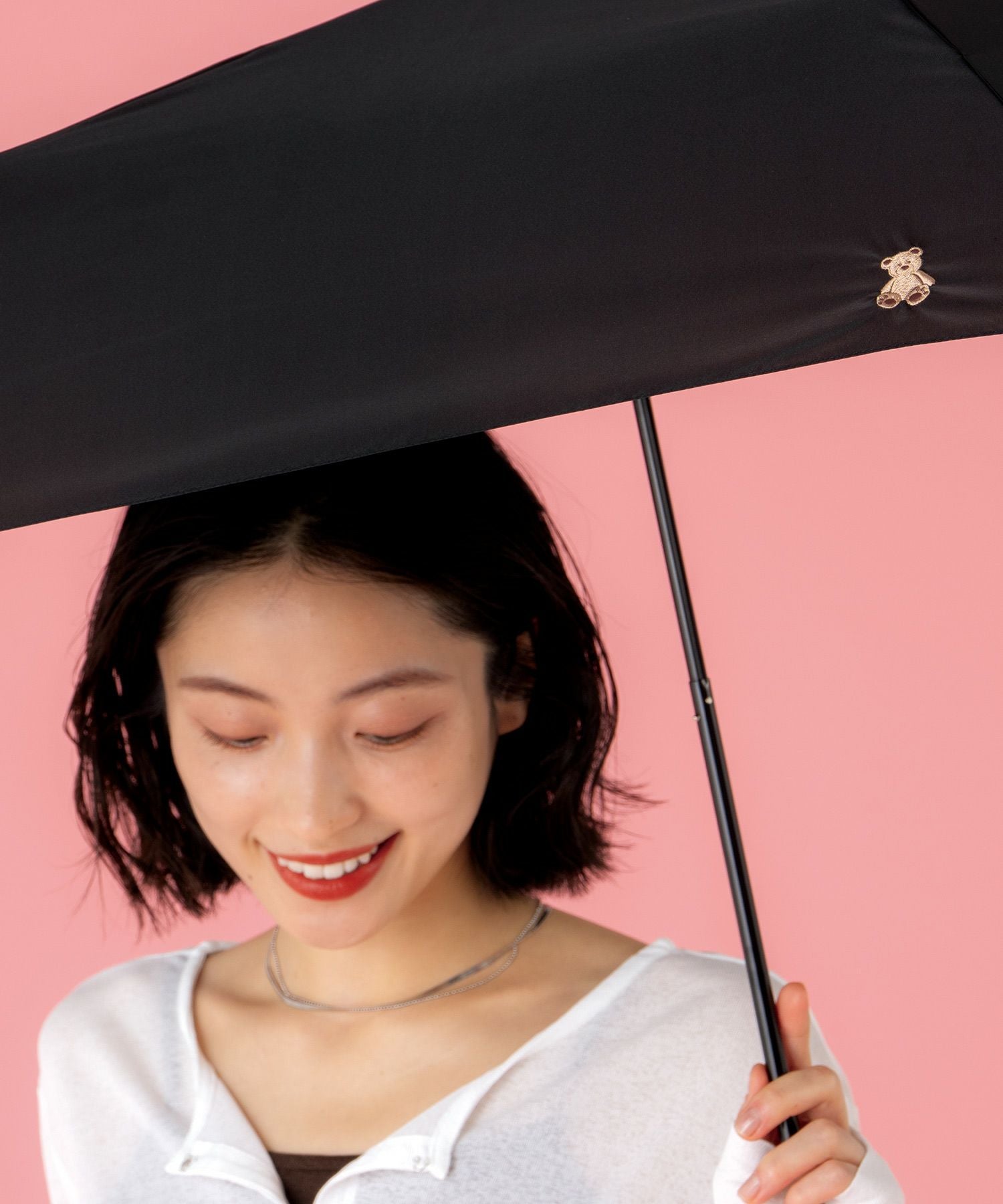 Air-Light]ワンポイント刺繍 ミニ 雨傘 折りたたみ 晴雨兼用 ギフト