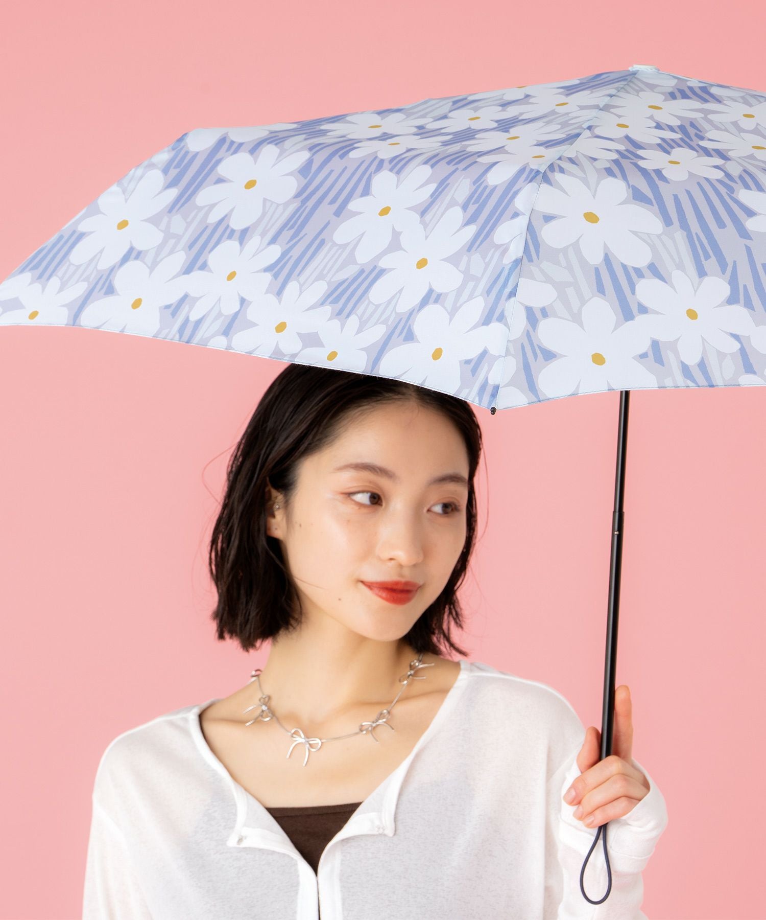 Air-Light]フラワーアンドステム ミニ 雨傘 折りたたみ 晴雨兼用