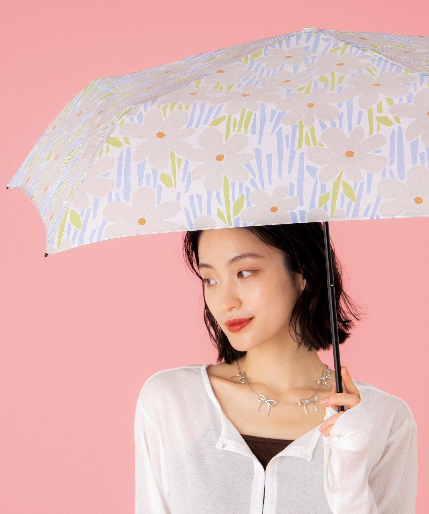 Air-Light]フラワーアンドステム ミニ 雨傘 折りたたみ 晴雨兼用