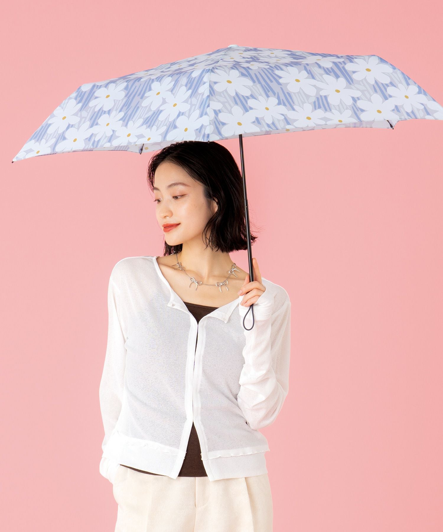 Air-Light]フラワーアンドステム ミニ 雨傘 折りたたみ 晴雨兼用