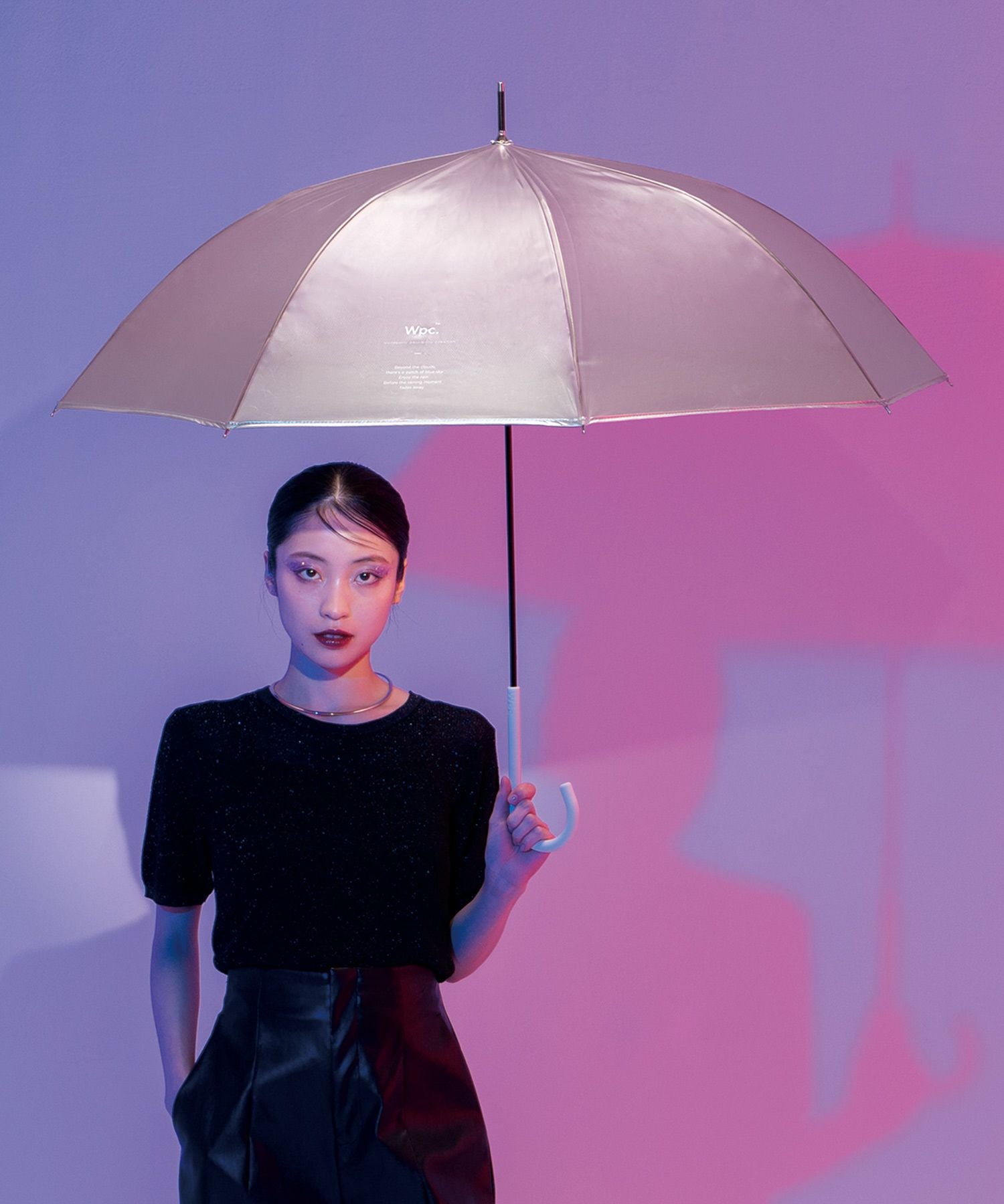 ビニール傘]シルバーグラデーションアンブレラ 雨傘 長傘 Wpc