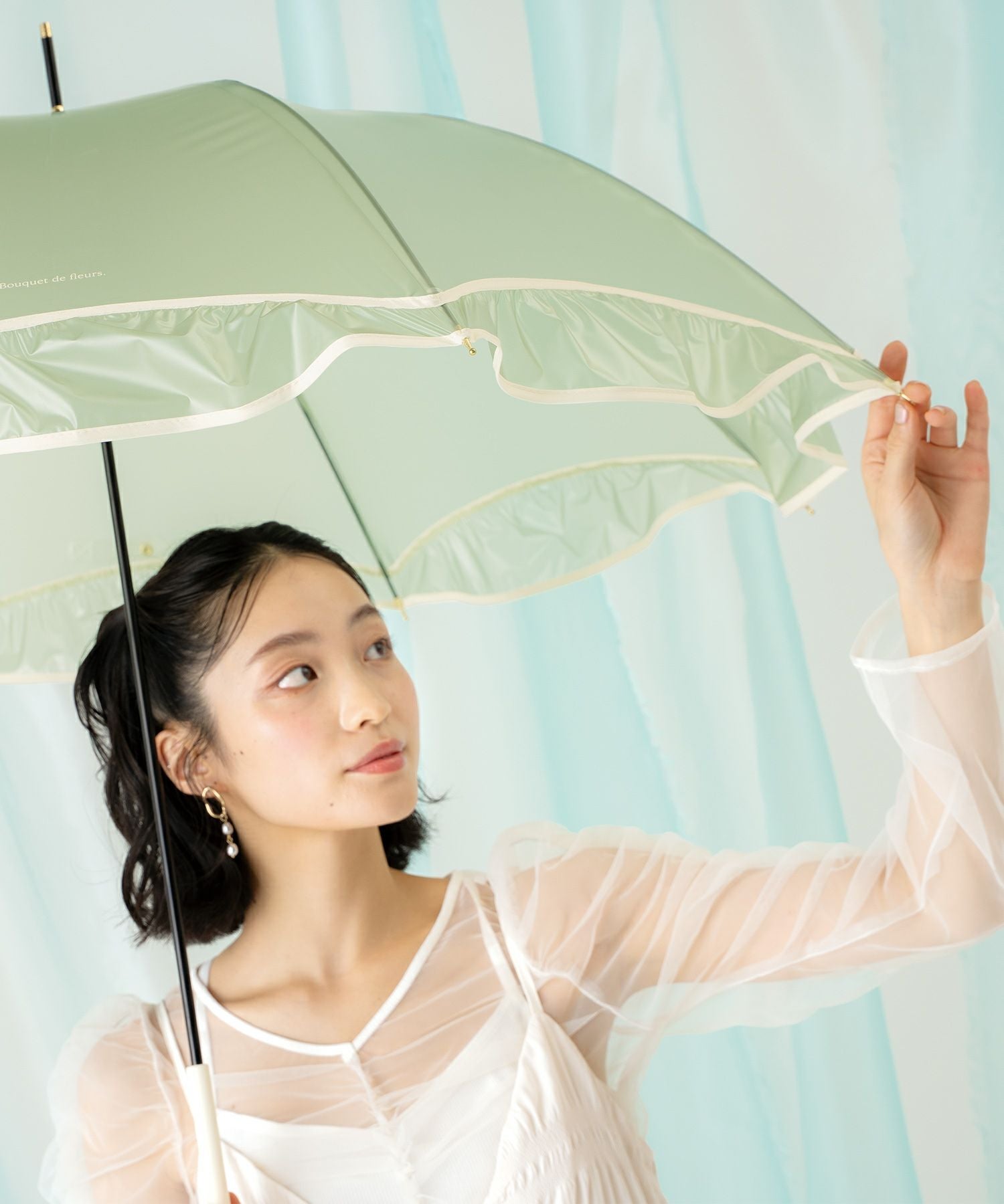 a*y様 fox フリル高級傘 アイボリー ビニール傘]シアーフリルアンブレラ 雨傘 長傘 Wpc. | 【公式】Wpc