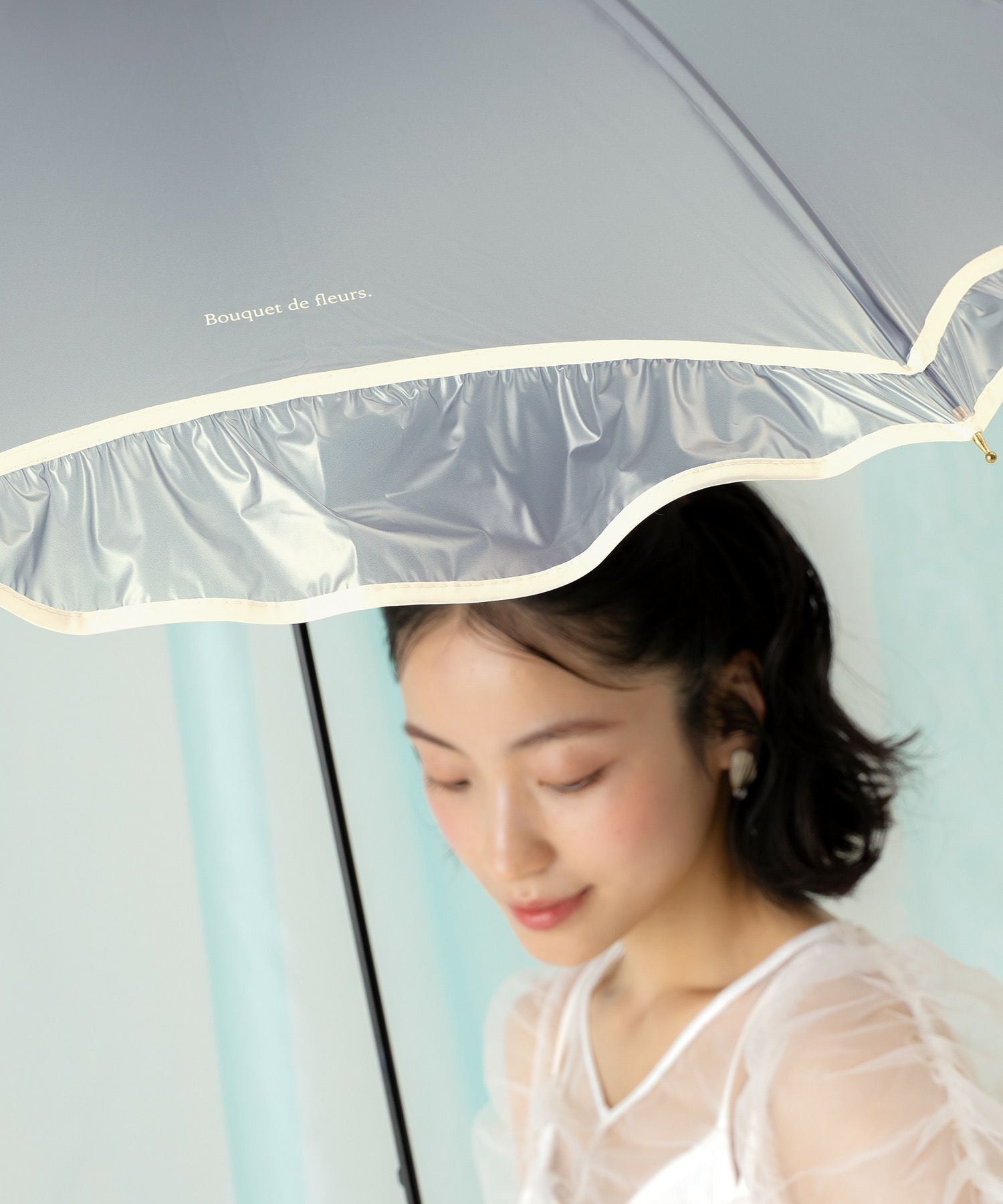 a*y様 fox フリル高級傘 アイボリー トランペット 晴雨兼用傘 SP1 Fox Umbrellas/フォックスアンブレラズ