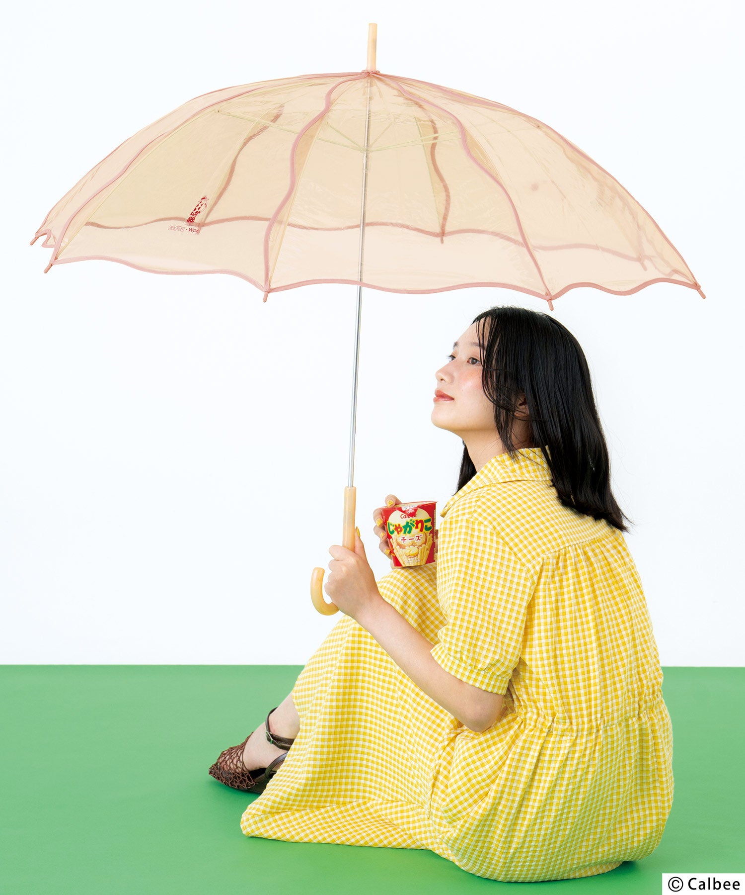 柚の傘★リピーター様割 ビニール傘]じゃがりこ×Wpc. じゃがりこウェービーアンブレラ 雨傘 長