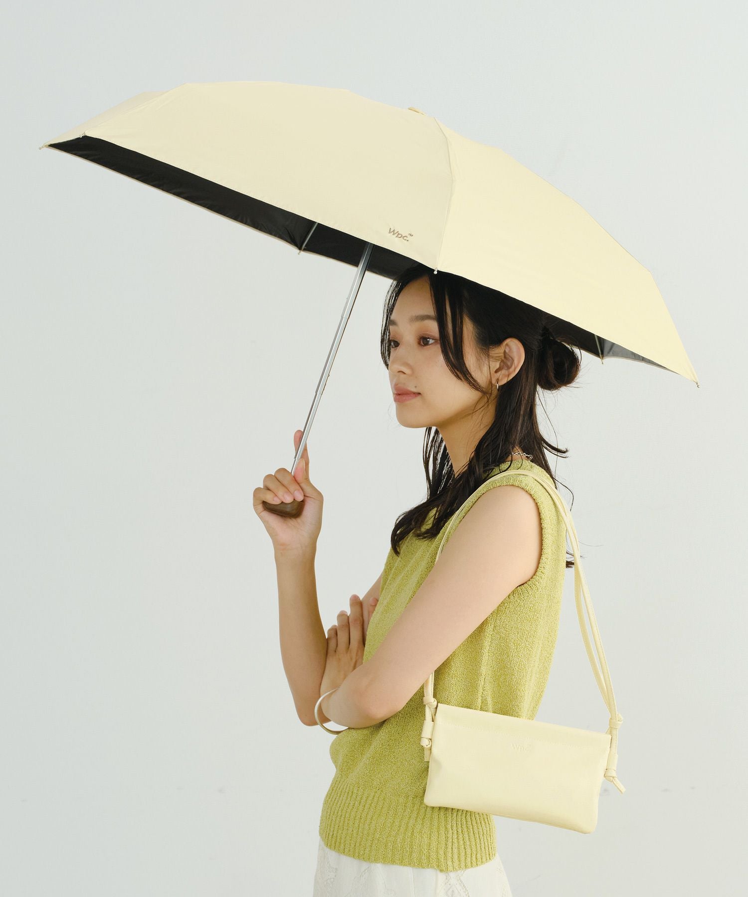 Iさま専用　KanazawaPOLES 115cm グリーン×ベージュ 遮光ノーブルベーシック ミニ 日傘 折りたたみ ギフト対象 晴雨兼用