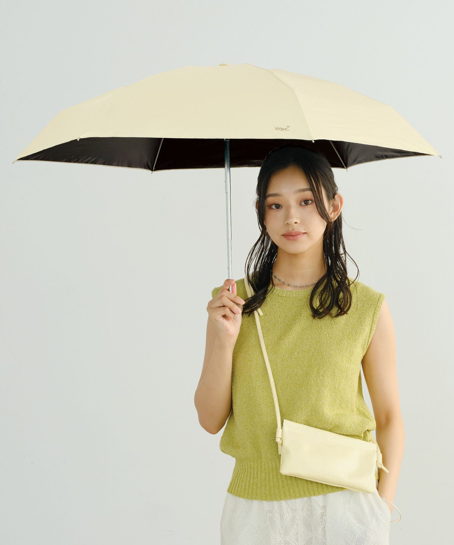 Iさま専用　KanazawaPOLES 115cm グリーン×ベージュ 遮光ノーブルベーシック ミニ 日傘 折りたたみ ギフト対象 晴雨兼用