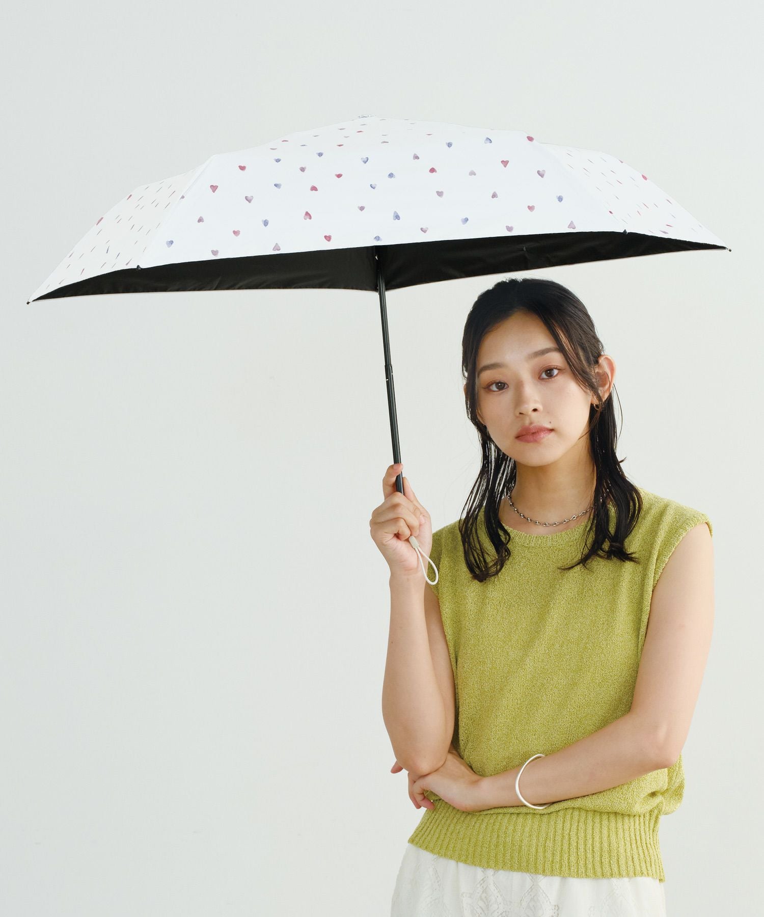 遮光軽量 水彩ハート ミニ Wpc. ギフト対象 日傘 折りたたみ傘 晴雨