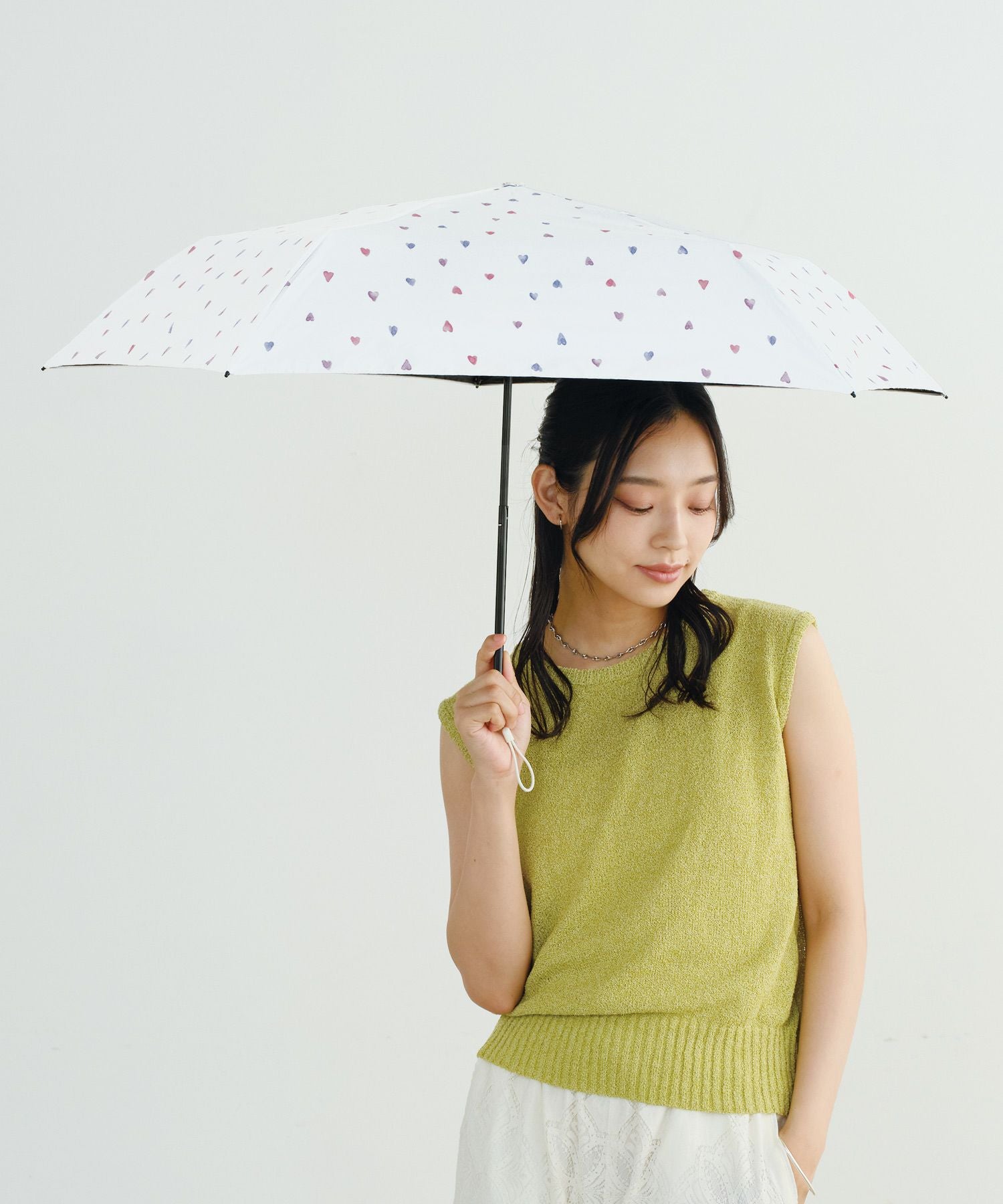 遮光軽量 水彩ハート ミニ Wpc. ギフト対象 日傘 折りたたみ傘 晴雨