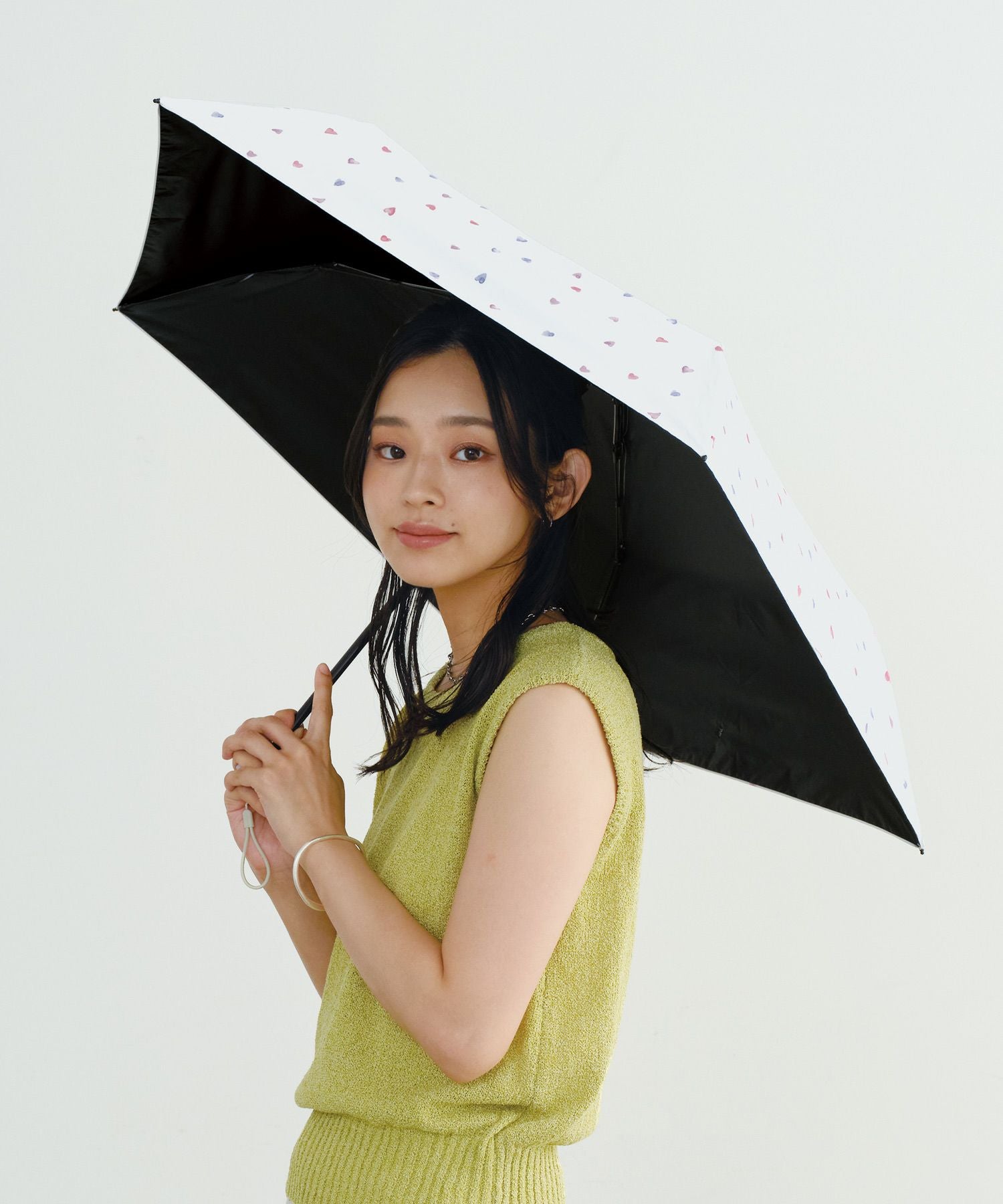 遮光軽量 水彩ハート ミニ Wpc. ギフト対象 日傘 折りたたみ傘 晴雨