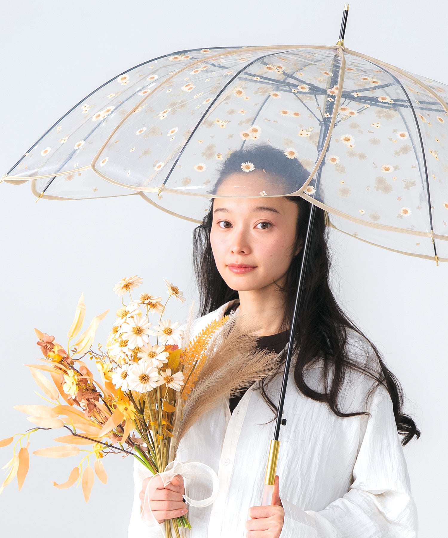 公式限定》［ビニール傘］ドライフラワーアンブレラ 雨傘 長傘