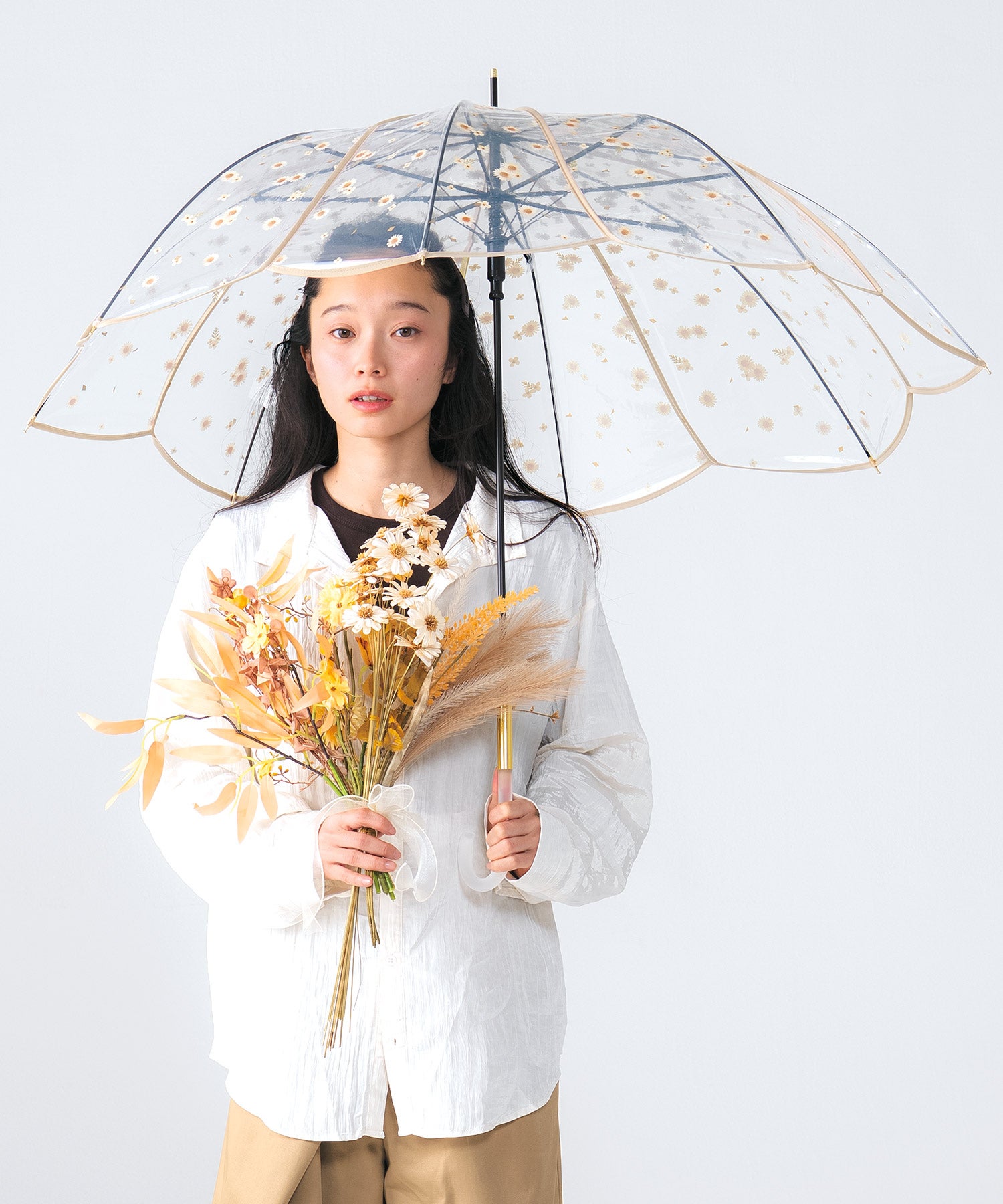 公式限定》［ビニール傘］ドライフラワーアンブレラ 雨傘 長傘