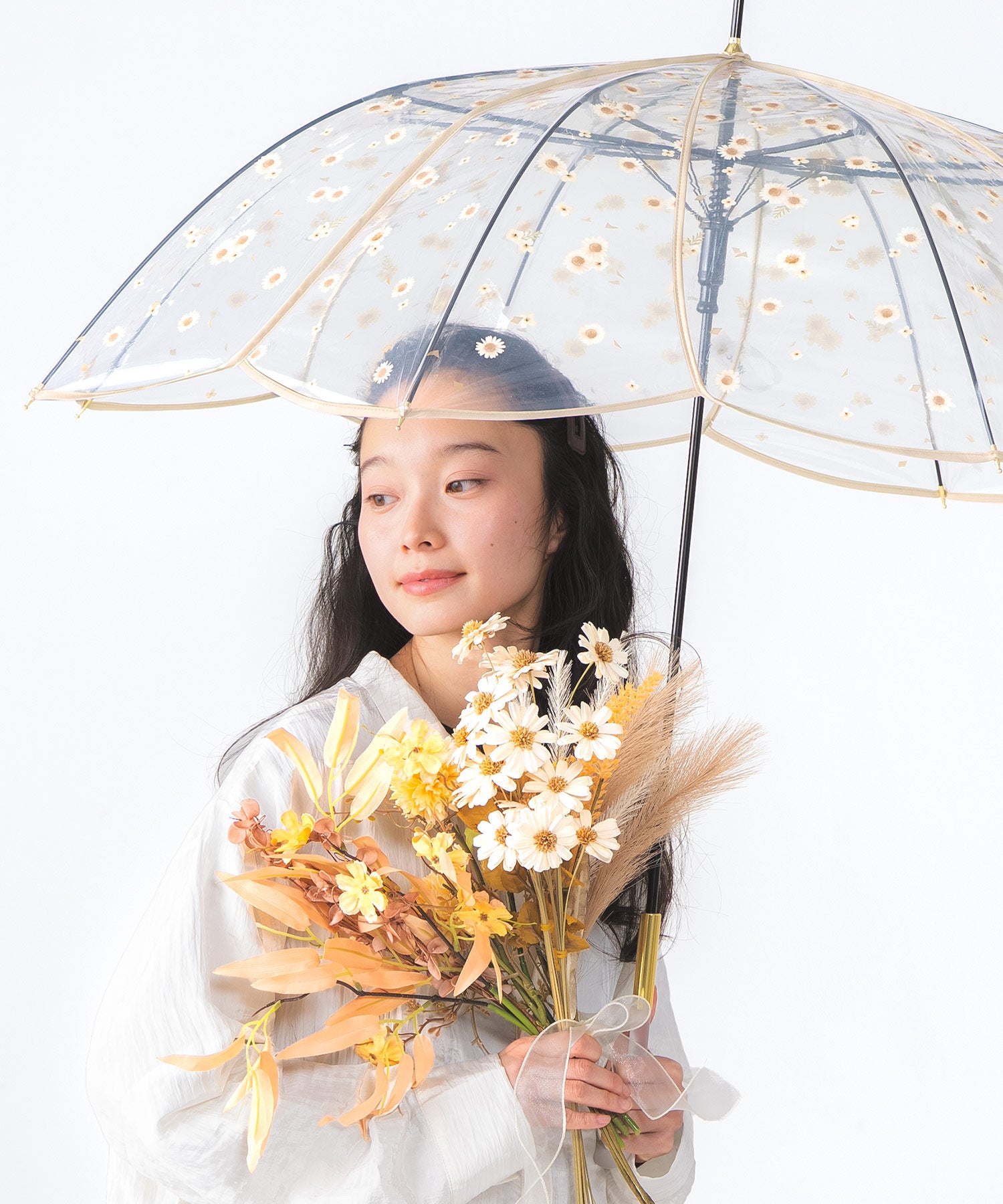 公式限定》［ビニール傘］ドライフラワーアンブレラ 雨傘 長傘